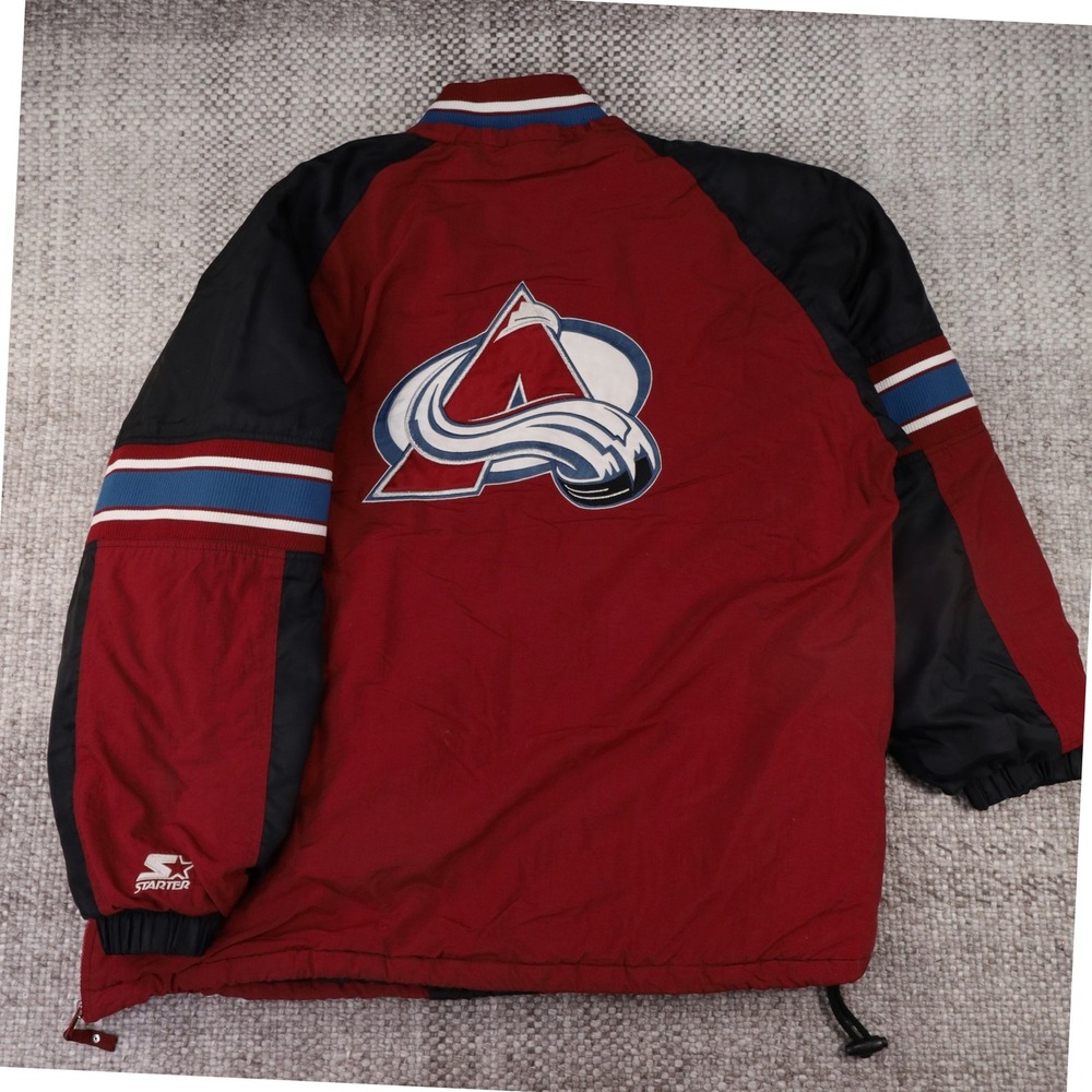 Vintage Starter Colorado Avalanche NHL Pullover Jacket Burgundy Black Large